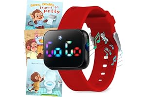 BENNY BRADLEY'S Potty Training Watch for Kids V4 – A Water Resistant Toilet Reminder Device for Boys & Girls to Train Your Toddler with Fun/Musical & Vibration Interval Reminder with Potty Training eBook (Crimson)