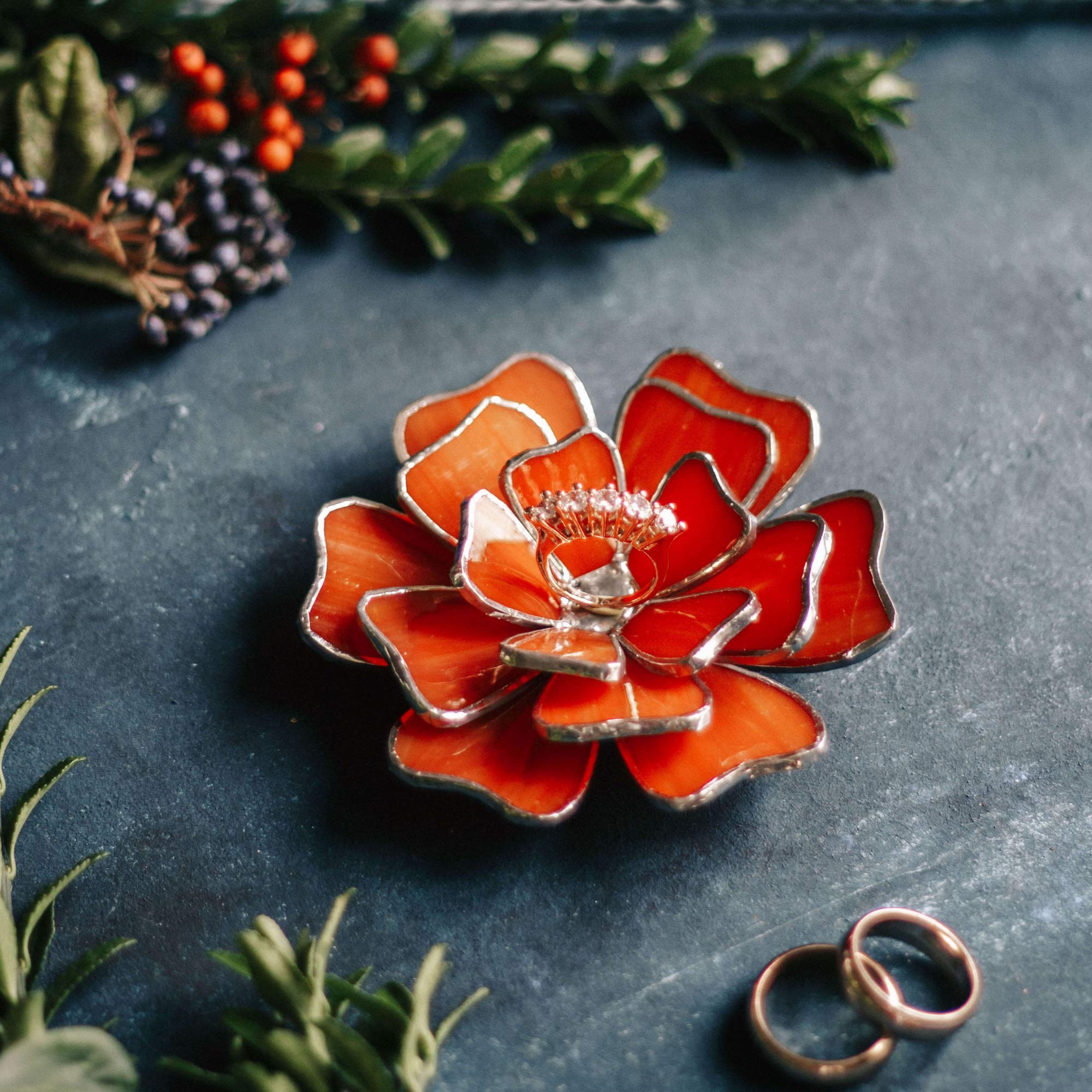 Wedding Ring Dish Valentine's Day Gift for Her Floral Jewelry