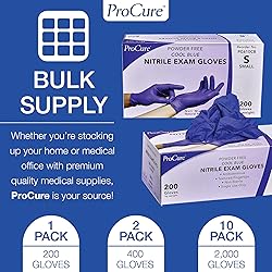 ProCure [200 Count Disposable Nitrile Gloves Medium