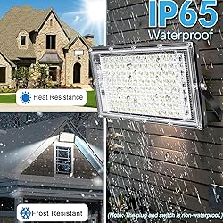 100W LED Outdoor Flood Light, 2 Pack 8000LM Plug in