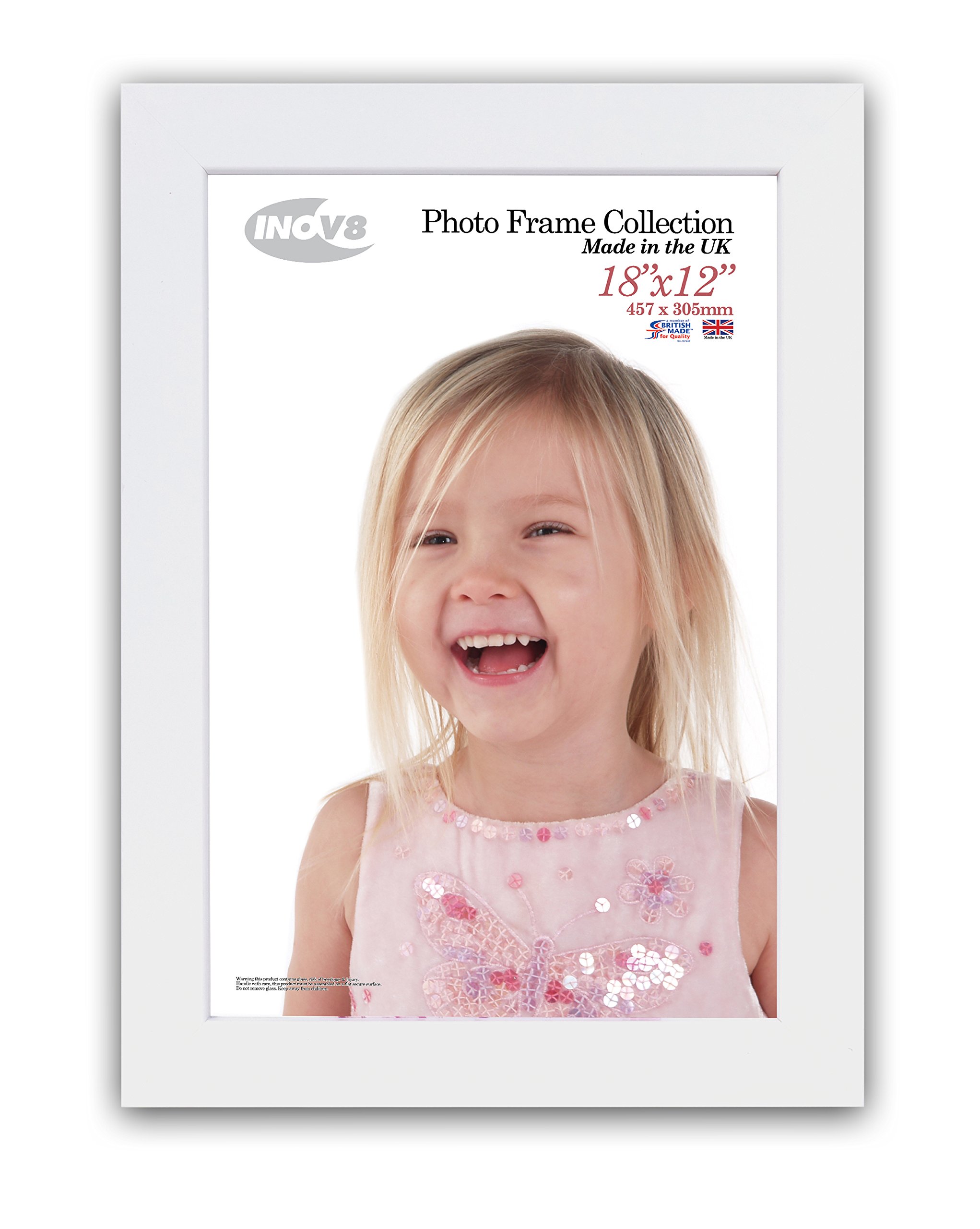 Inov8 British Made Real Wood Picture/Photo Frame 18x12" Inch(45x30cm) - Kayla 30mm White
