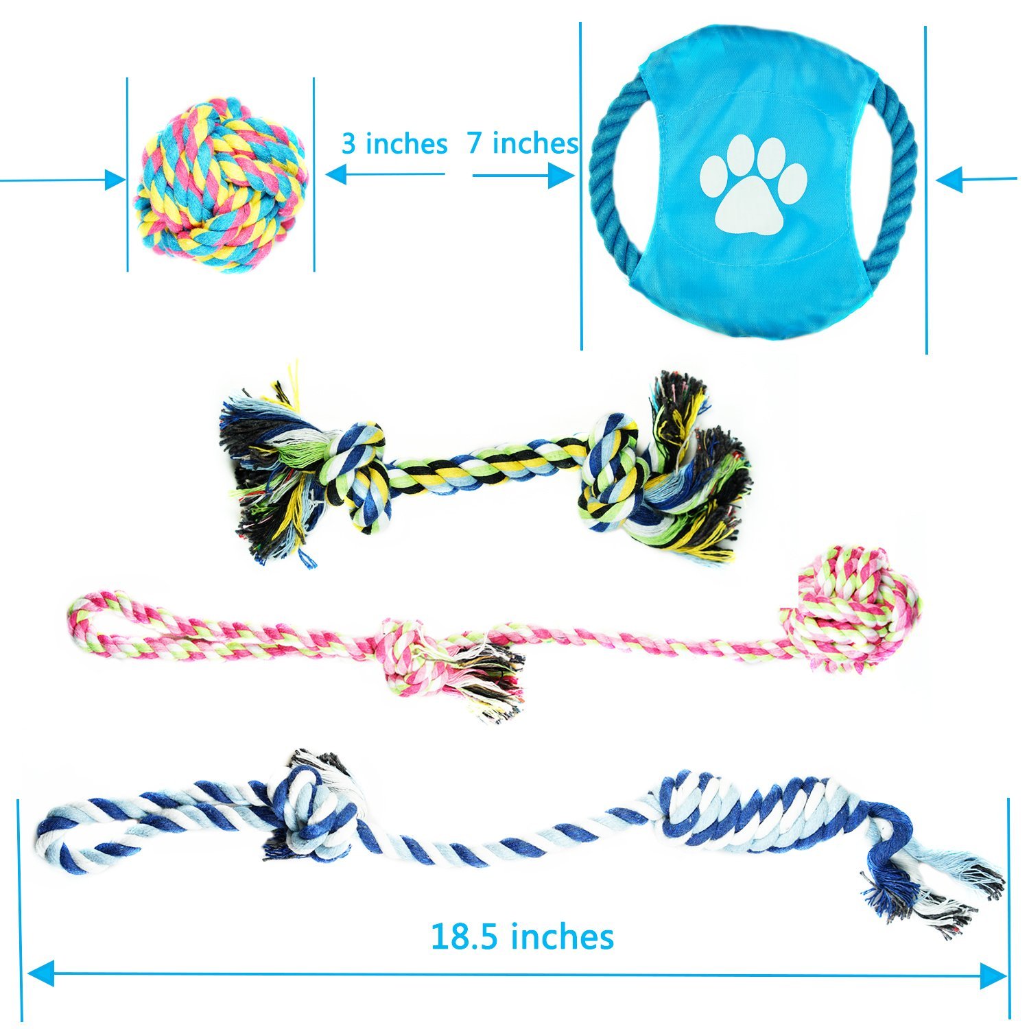 Chien Corde jouet pour les petites et moyennes Chiens Overfly Chien Chiot de dentition jouet à mâcher en corde (lot de 5)