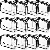 Weewooday 12 Pieces Clear Makeup Bags Cosmetic Storage Bags PVC Zipper Pouches Travel Waterproof Makeup Plastic Case for Women Organizing Toiletries Traveling Bathroom(Large,Black)