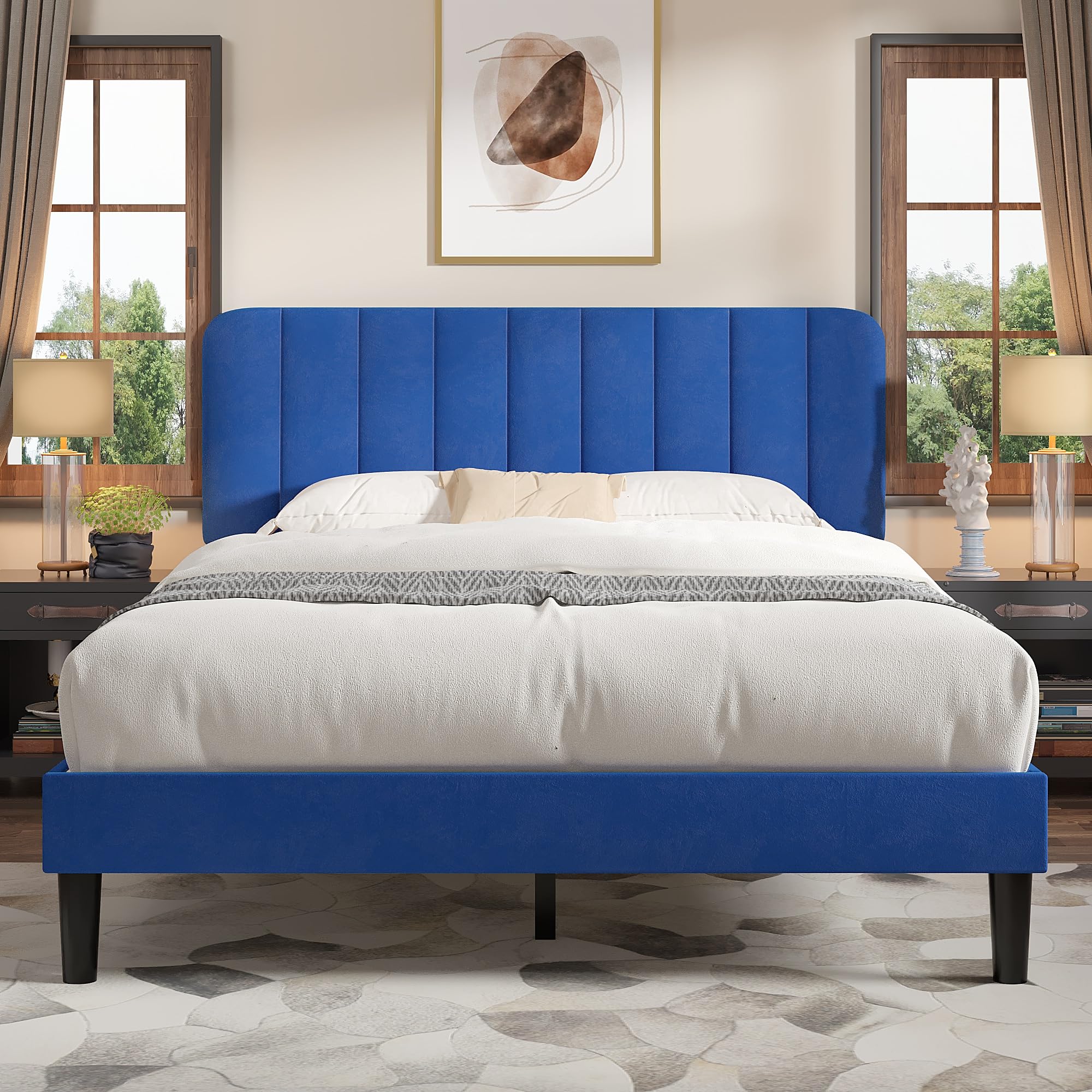 VECELO Full Size Bed Frame with Upholstered