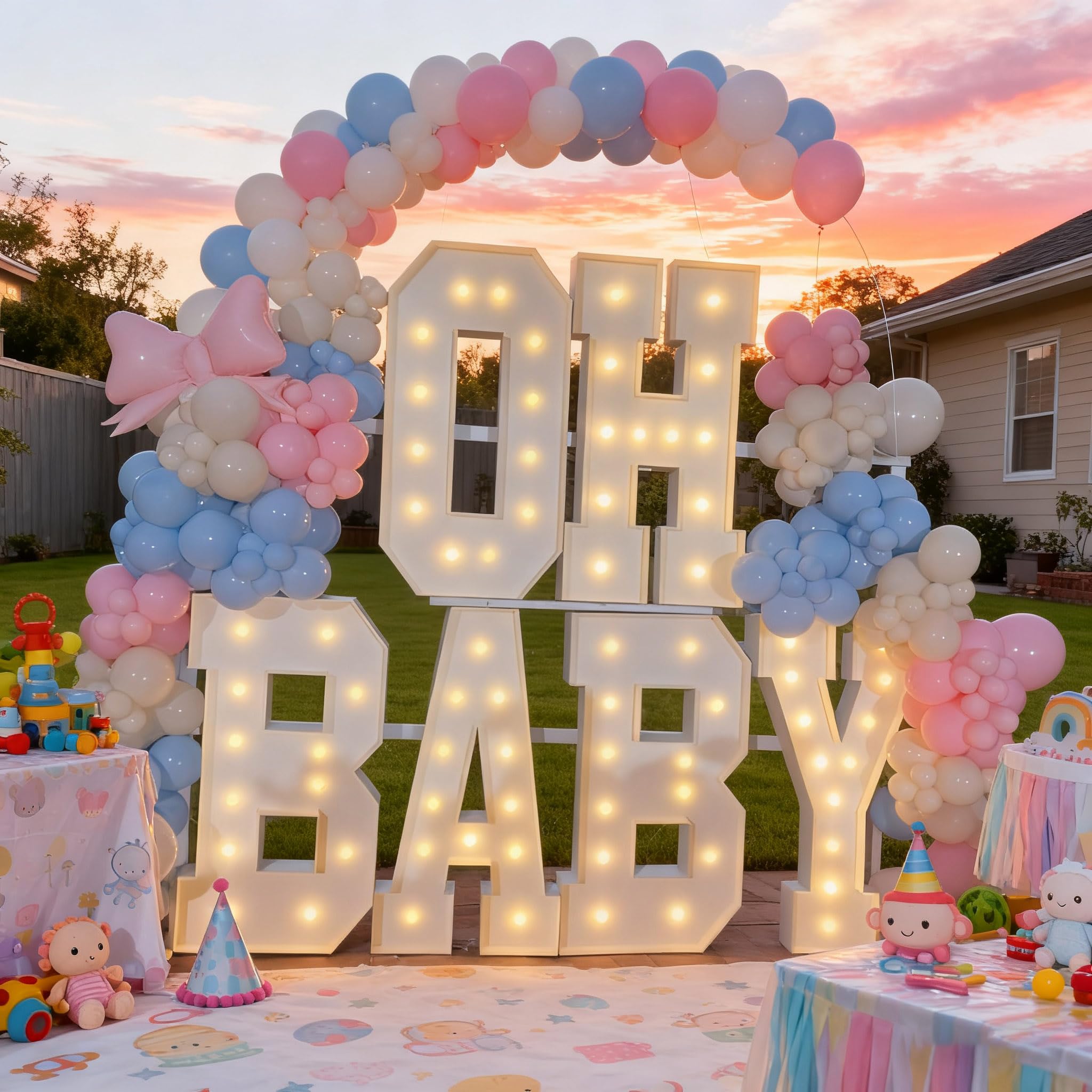 Photo 1 of ? OH Baby ? Letters 3FT/4FT, Number Lights, neon Lights, Suitable for Birthday Parties, baptismal Day Commemorative Events, engagements, Wedding Parties, proposals, Event Decorations (3FT)