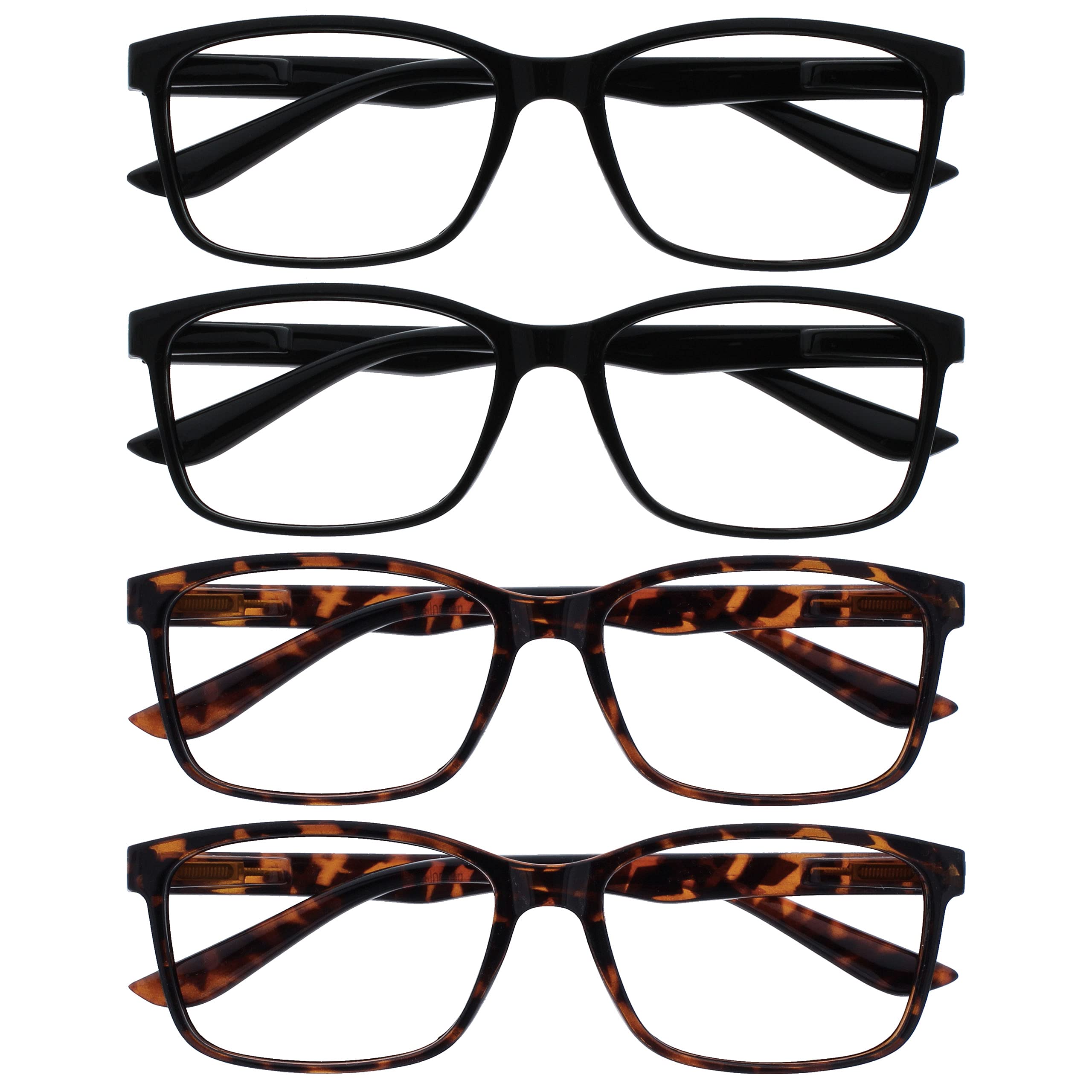 The Reading Glasses Company RRRR83-1122 +3.00 Mens Large Black Brown Readers Value Designer Style Spring Hinges, 4 Pack