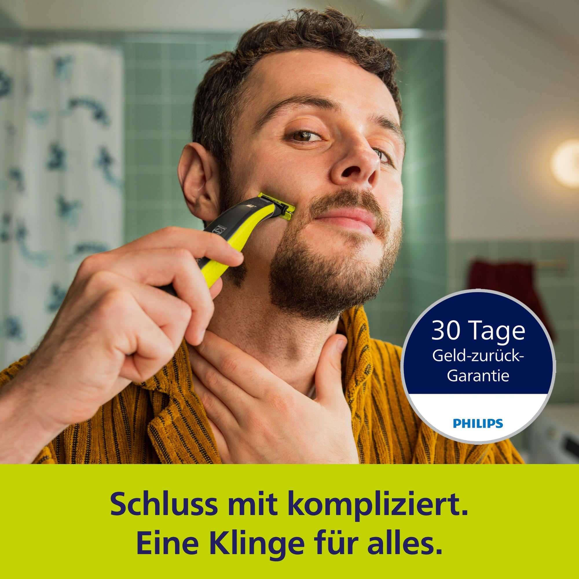PHILIPS OneBlade 360 Face - elektrischer Rasierer & Trimmer, 2x 360 Klingen, verstellbarer 5-in-1-Trimmaufsatz, Nass- & Trockenrasur, Akku-USB, fürs Gesicht (QP2734/30) 2