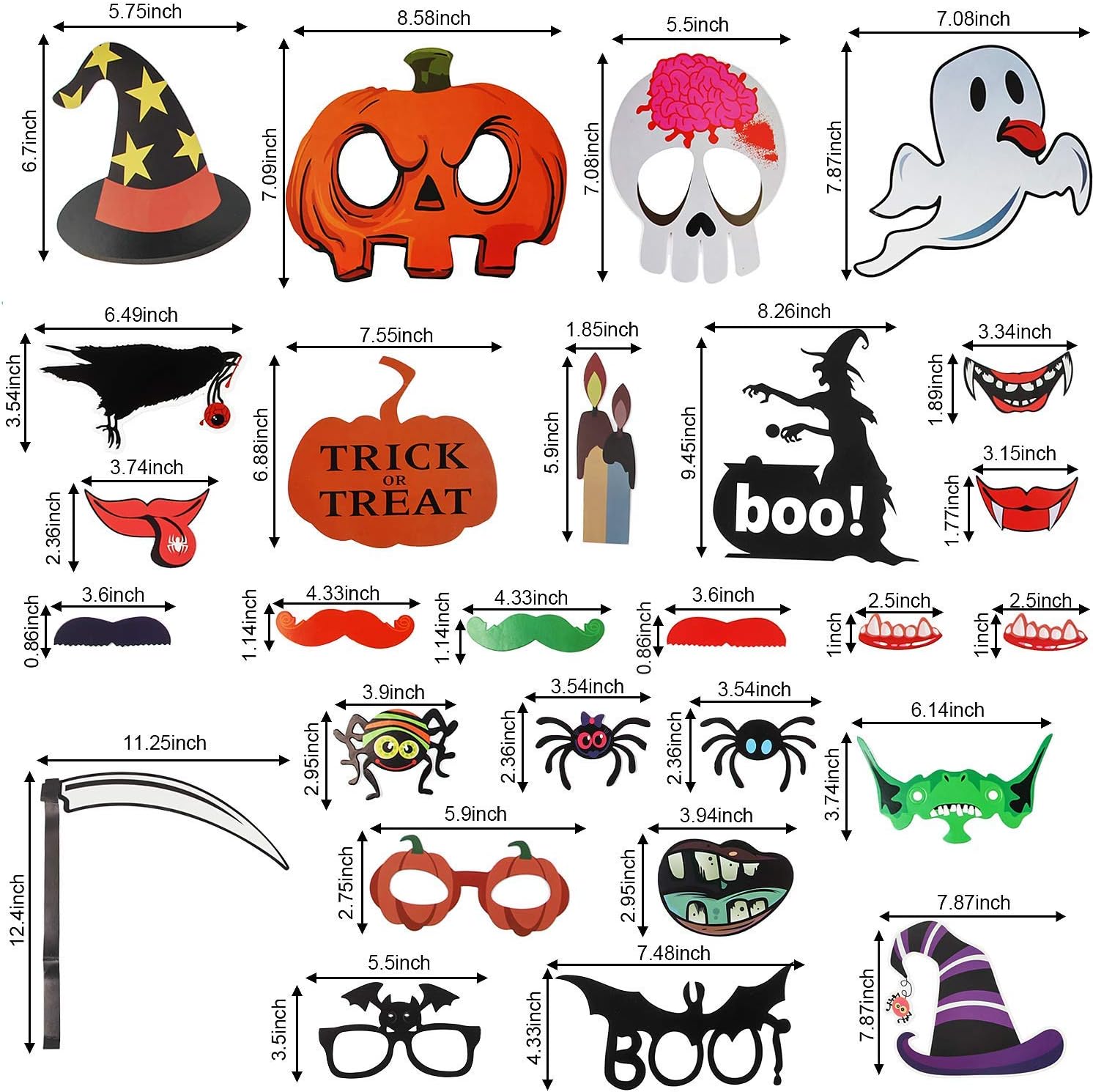 Halloween Photo Booth Props 26pcs for Trick or Treat Party: Toys & Games