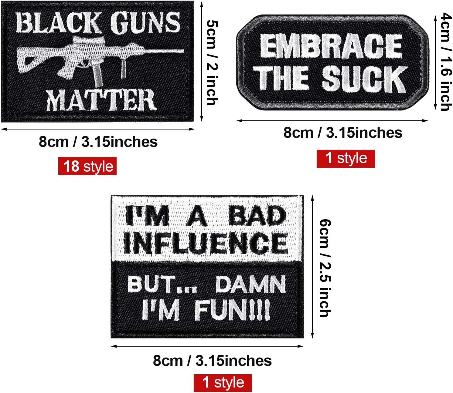 20 Pieces Tactical Embroidery Patch Funny Military Patch Full