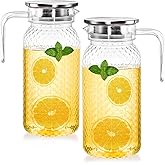 Nicunom 2 Pack 34 Oz Acrylic Pitcher with Lid and Spout, Small Clear Pitcher Fridge Water Jug Ice Tea Pitchers Cold Hot Beverage Carafe for Lemonade, Coffee, Juice