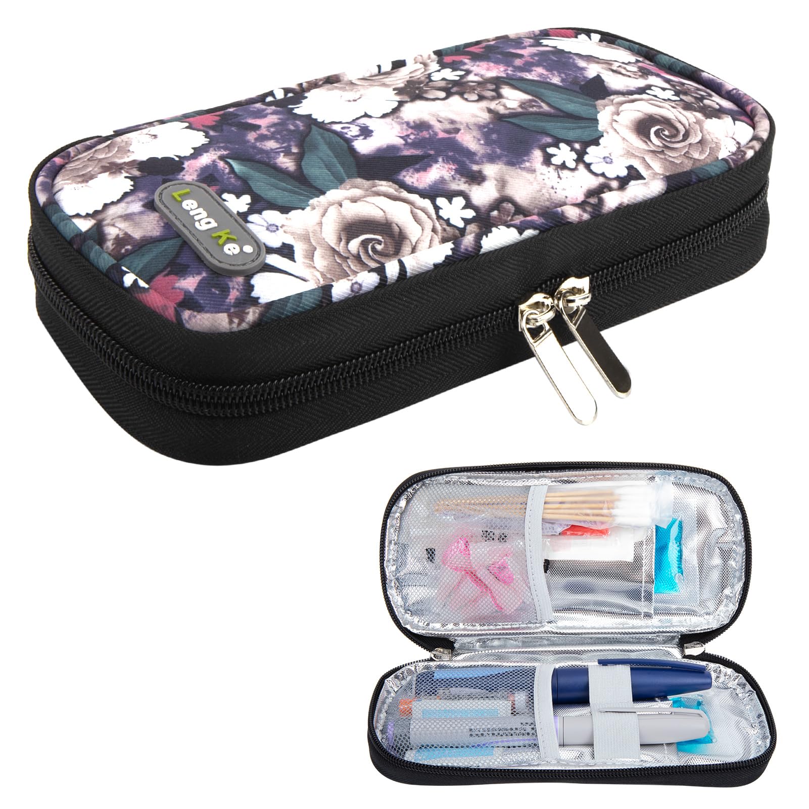 YOUSHARES Insulin Travel Case - Diabetes Bags Cooler Travel Case for Diabetic Organize Supplies Insulated Cooling Bag (Grey Rose)