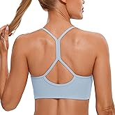 CRZ YOGA Butterluxe Womens High Neck Y Back Sports Bra - Padded Halter Racerback Spaghetti Thin Strap Workout Gym Top