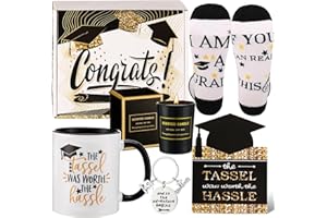CINLILIAN Class of 2024 Graduation Gifts for Her Him, Congratulation Grad Gifts for High School/College/Masters Degree, Funny Graduation Gift Set Include Candle Coffee Mug Keychain Socks & Graduation Card