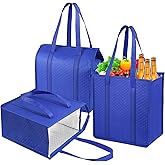 YZiCHENQQ Insulated Grocery Bags with Zippered top Frozen Food Shopping Groceries Travel Insulated Tote Cooler Thermal Bags