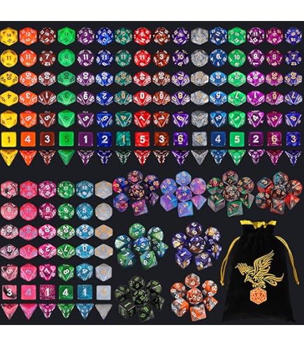 SmartDealsPro – 5 Juegos De Dados Poliédricos De Doble Color Con Bolsas Para D&D Y Juegos De Rol