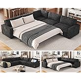 FORTEVA 106" Oversized Sofa Bed, Sectional Sleeper Sofa with Storage-Gray | Memory Foam Mattress, High Resilience Mattress, Storage Chaise, Queen Size Sofa Bed for Living Room &amp; Guest Bedroom
