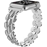 Moolia Elegant Metal Strap Compatible with Apple Watch Band 38mm 40mm 41mm 42mm Metal Fashion Women Replacement Strap Bracelet for iWatch Series 11/10/9/8/7/6/5/4/3/2/1 Silver
