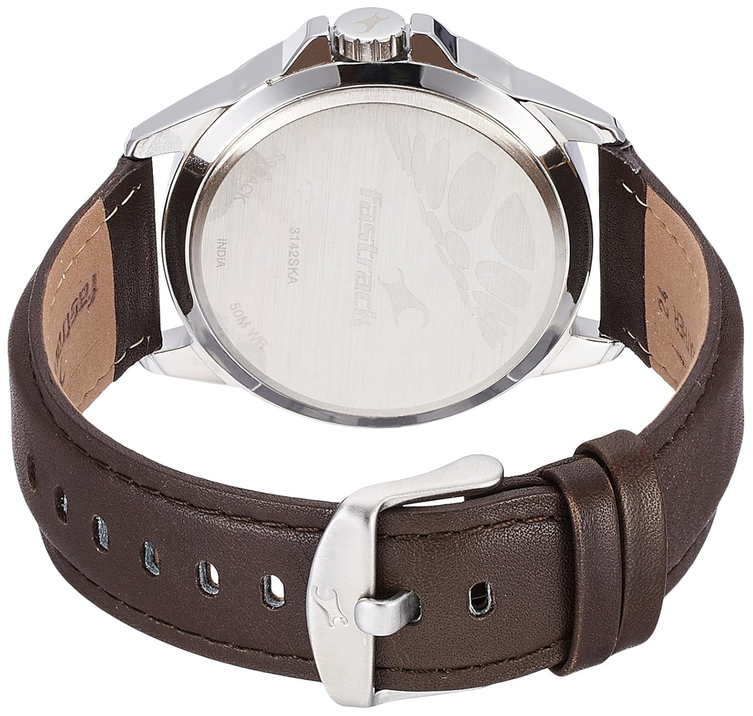 fastrack analog silver dial men's watch-nk3142sl02