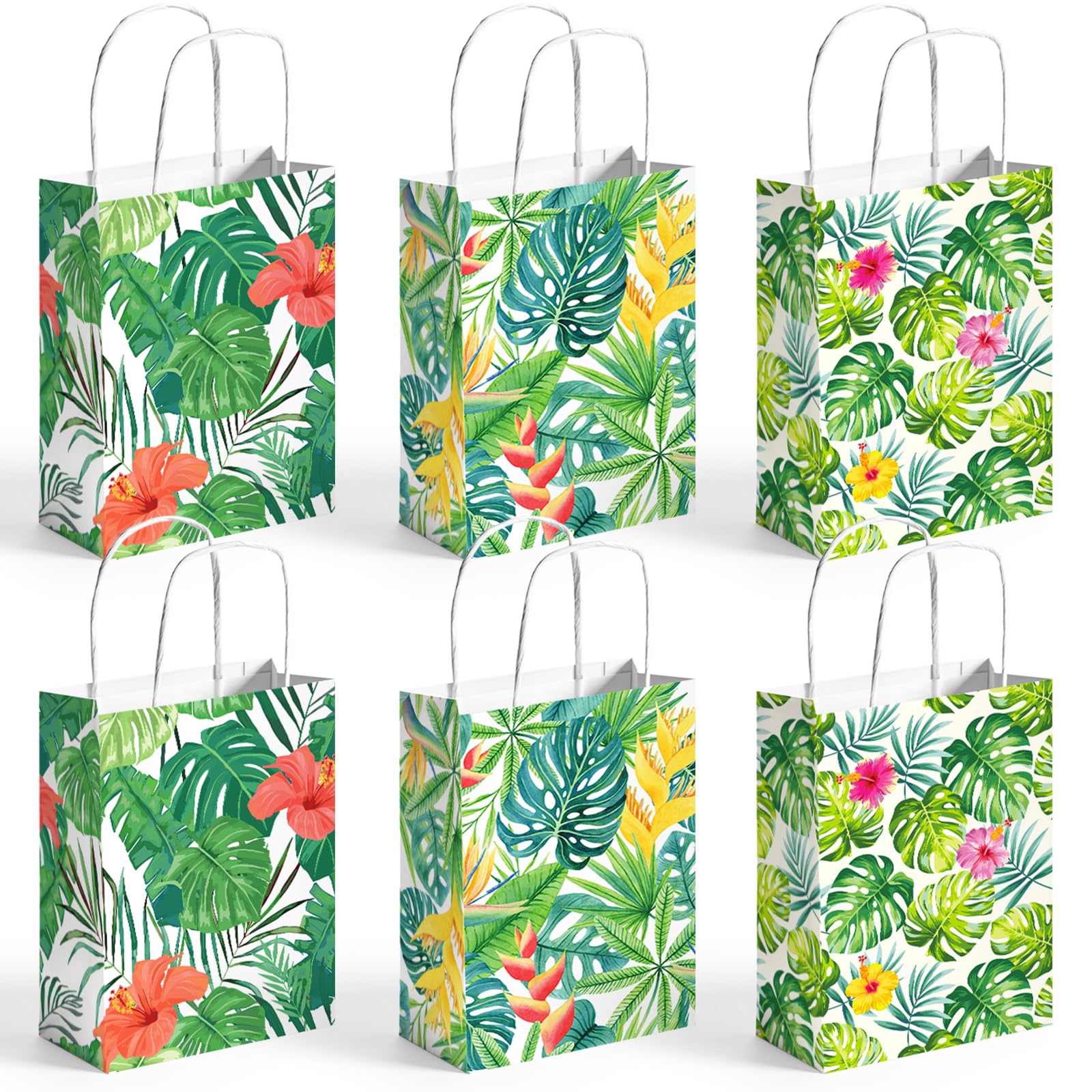 Photo 1 of VGOODALL 24 Pack Party Favor Bags with Handles, 5.5" x 2.8" x 8" Hawaii Luau Goodie Treat Bags for Aloha Festival Beach Theme Birthdays Pool Parties Bulk Gift Packaging Supplies