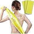 ARCH&M Exfoliating Washcloth Body Scrubber Back Scrubber for Shower Japanese Beauty Washcloth Bath Wash Cloth Korean Exfoliation Luffah Towel Net Sponge Loofah Body Scrub 3 Pack (Yellow x 3)