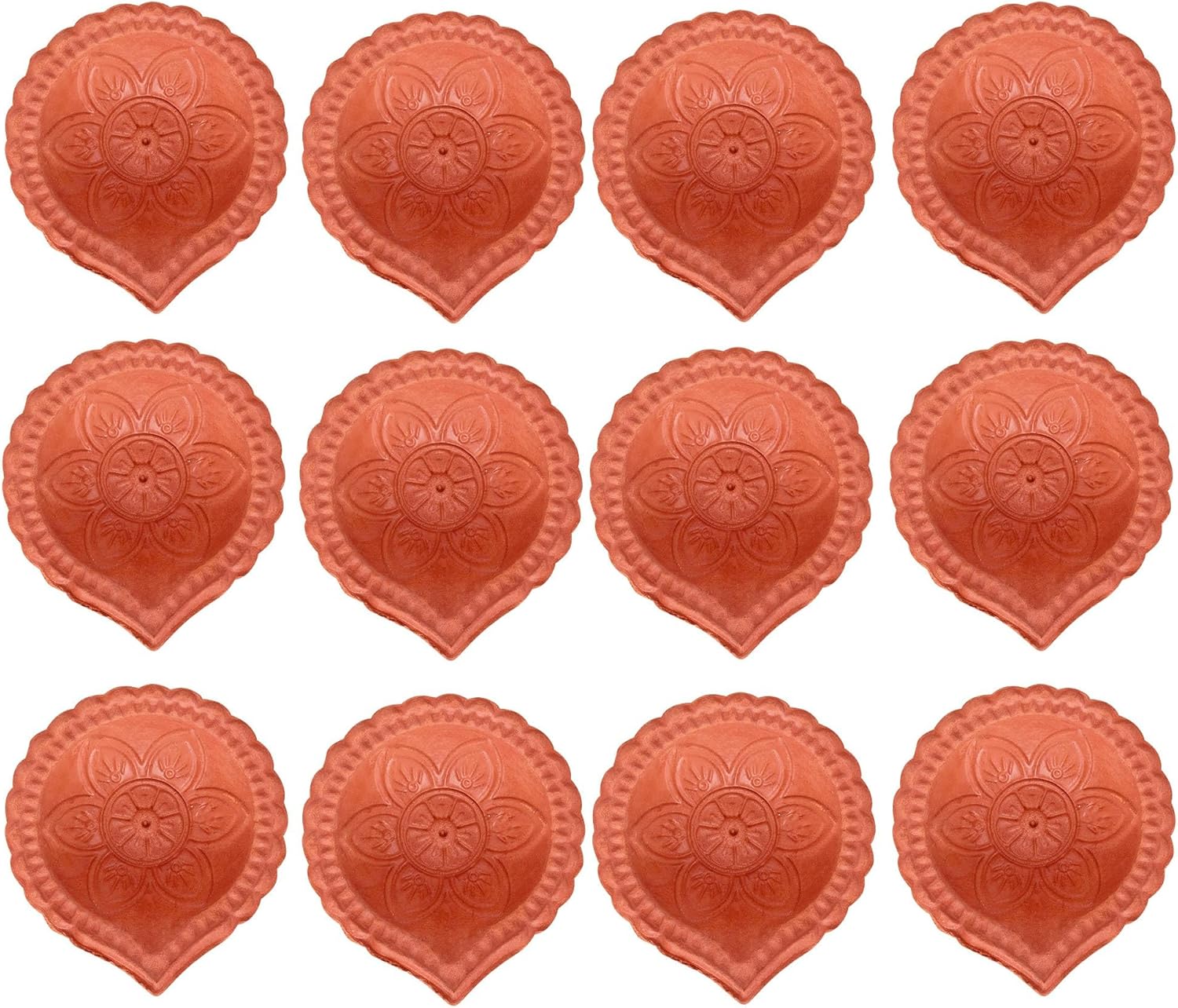 Oil Lamps & Accessories - Craftsman 12 Pc Set Clay Diya Diwali Dia for Puja Pooja Traditional Handmade Terracotta Earthen Vilakku Oil Lamp Diyas Natural Mitti Welcome Deepawali Decoration Indian Gift Items