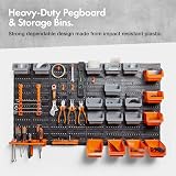 VonHaus 44 Piece Wall Mounted Pegboard Storage Set with Bins and Panels view 4
