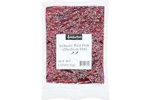AMILUTUO Dried Red Pepper, Whole Dried Chili Peppers, 4.23OZ Szechuan Red Dried Chilis, Resealable Bag, Dried Peppers for Curry, Tofu, Soups, Sichuan Hotpot