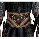 L'VOW Men Viking Belt Nordic Wide Leather Belt Waist Armor Medieval LARP Warrior Barbarian Cosplay