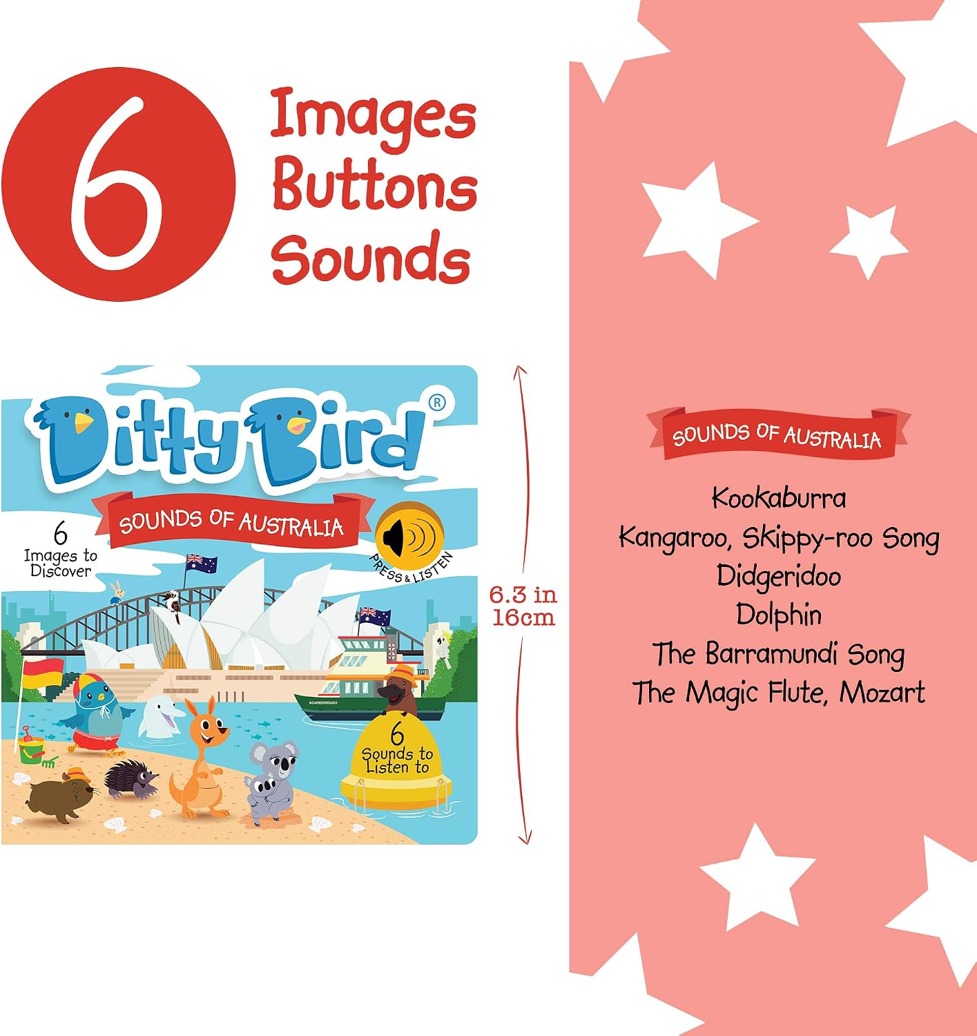 DITTY BIRD Musical Toddler Books, Brown, Australian Animal Sounds - Image 3