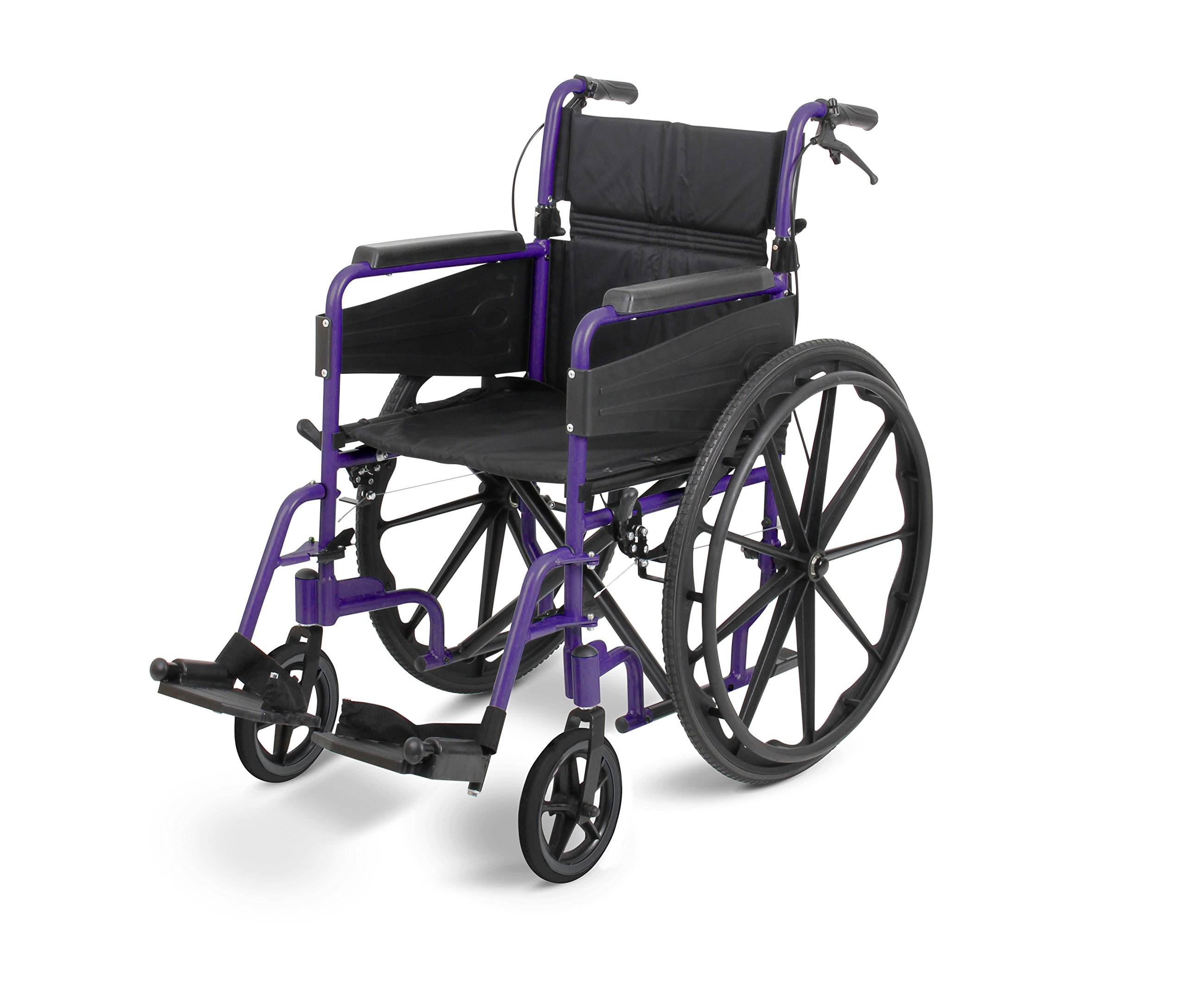 Days Self Propelled Folding Wheelchair – Lightweight Aluminium Wheelchair for Adults with Removable Footrests – Compact Mobility Aid for Travel and Daily Use – Purple