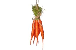 One Holiday Way Set of 5 10.5-Inch Orange Sisal Faux Carrots w/Raffia Stems and Jute Rope Tie – Rustic Artificial Seasonal Easter Bowl Basket Filler Tabletop Decoration – Decorative Spring Home Decor