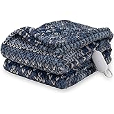 Berkshire Blanket Heated Throw Blanket, Grace Fur to Loftmink Reversible Electric Throw with 4 Heat Levels, Fast Heating Printed Throw for Couch and Bed, Auto Shut-Off Feature (50"x60")