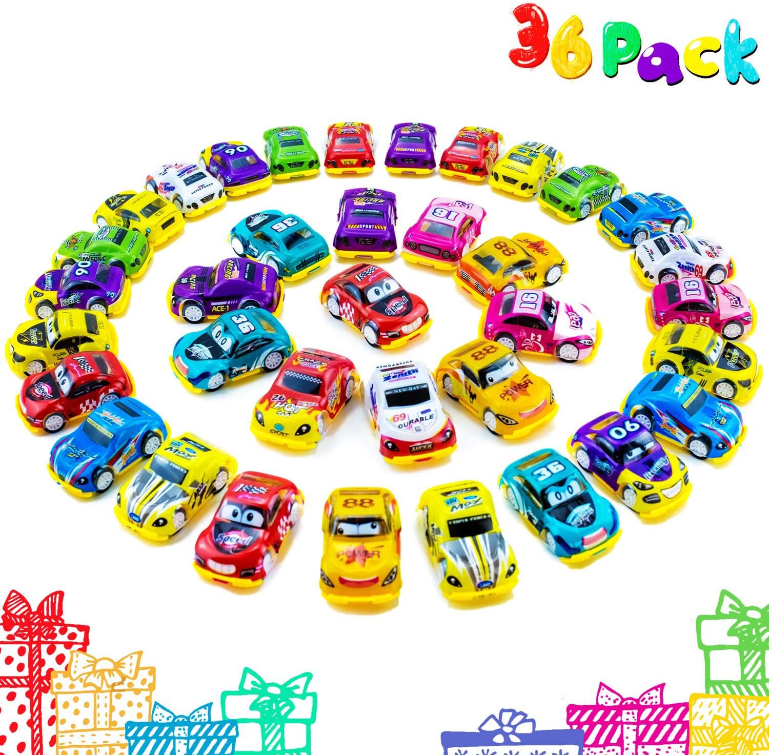 Faliilove Toy Cars Party Favors for Kids, Toddler Mini Race Car Toys (Pack of 36)