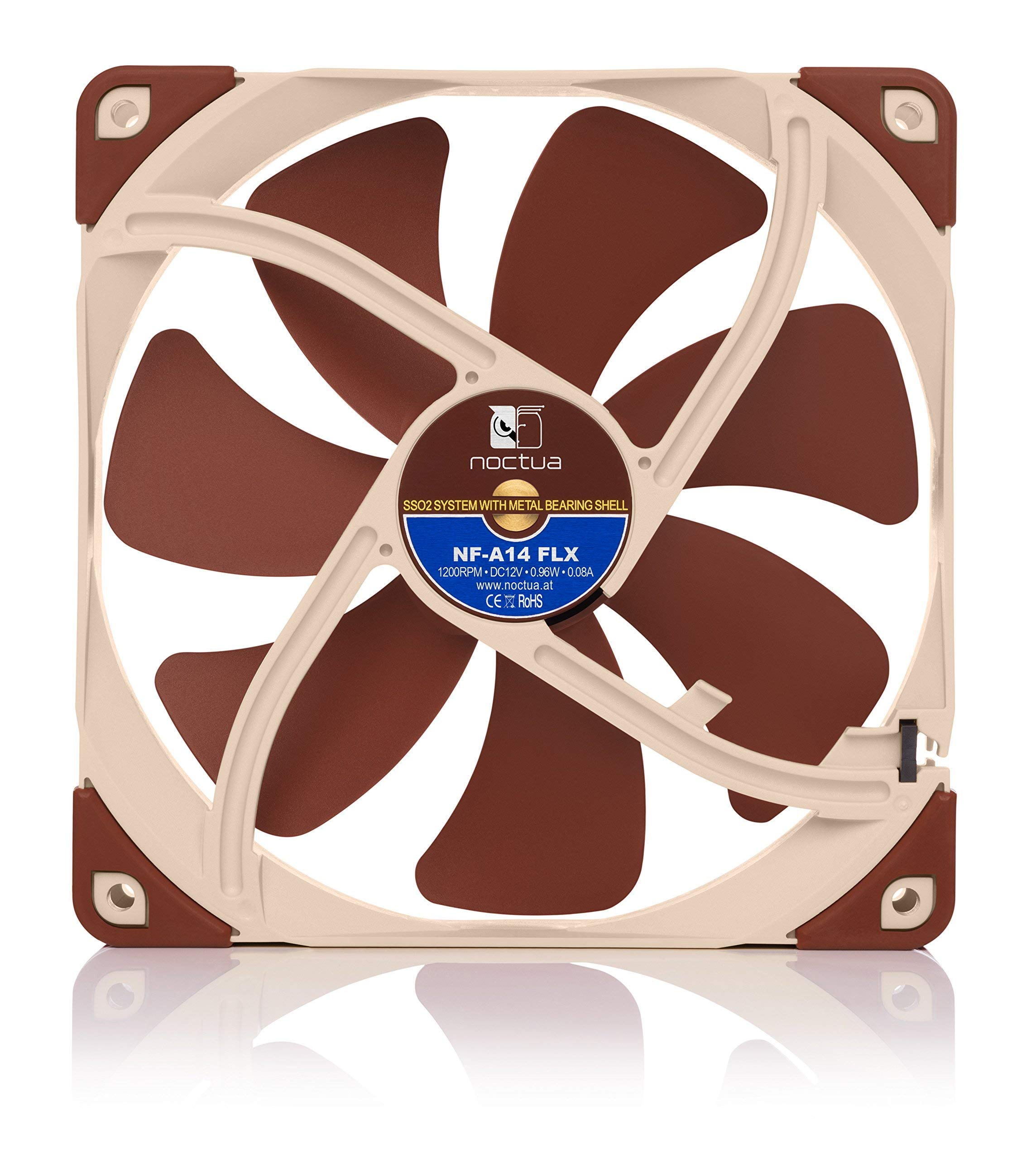 Noctua NF-A14 FLX, Premium Quiet Fan, 3-Pin (140mm, Brown)