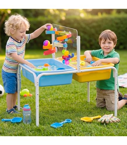 Table 3 En 1 Sable Et Eau DOLU – Blanc Et Gris, Jeu Créatif Dès 24 Mois, Pour Jardin Et Intérieur