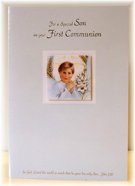 Biglietto D Auguri Per La Prima Comunione To A Dear Son On Your First Holy Communion A Un Figlio Amati Prima Comunione In Inglese Per La Prima Comunione Del Figlio Amazon It Cancelleria