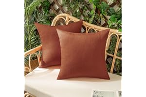 Woaboy Set of 2 Outdoor Waterproof Throw Pillow Covers Rust Decorative Farmhouse Solid Cushion Cases for Bed Sofa Couch Car Living Room 16x16 inch