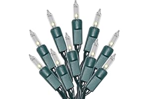 Holiday Essence Clear Christmas Lights Green Wire, 100 Incandescent Mini String Lights Set for Indoor Outdoor Holiday Lighting Decoration, Christmas Tree Lights, Static Flashing UL Certified