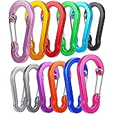 Multi-Pack Aluminum Carabiner Clips, 2" Ultra-Light Spring & Locking for Key,Hiking, Outdoor Activities