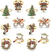 KPOSIYA Christmas Napkin Rings Set of 12, Gold Metal Napkin Holder | Holiday Napkin Ring for Cloth Napkins, Xmas Napkin Rings for Thanksgiving Banquets, Daily Receptions Table Decoration
