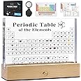 MegaBox Large Periodic Table Of Elements with 83 Real Elements, Acrylic Periodic Table Display With Wooden Stand, 6x Chemistry Formula Reference Cards, Science Teacher Gift Classroom (Large)