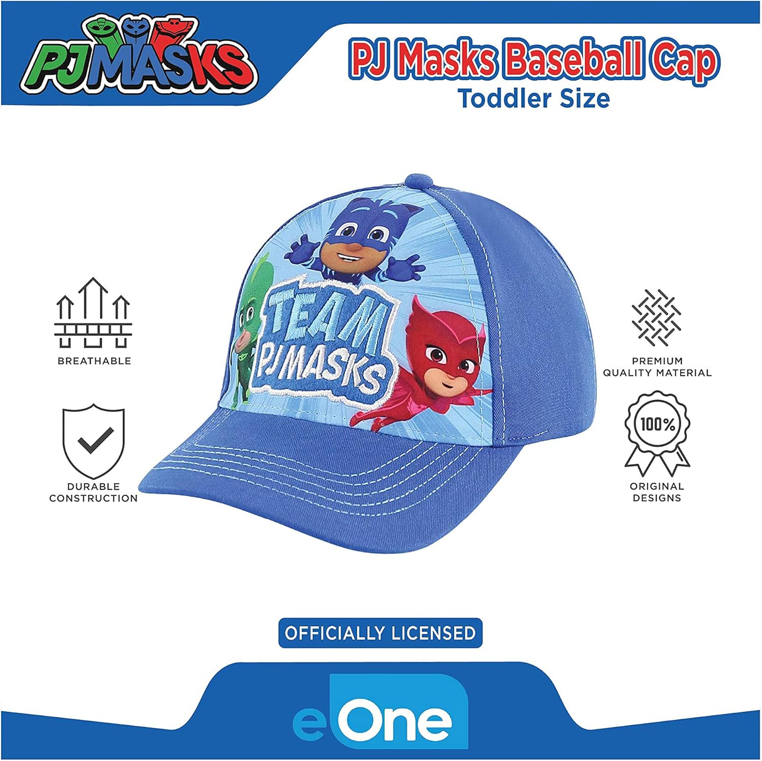 PJ Masks Toddler Hat for Boy’s Ages 2-7, Kids Baseball Cap: Clothing