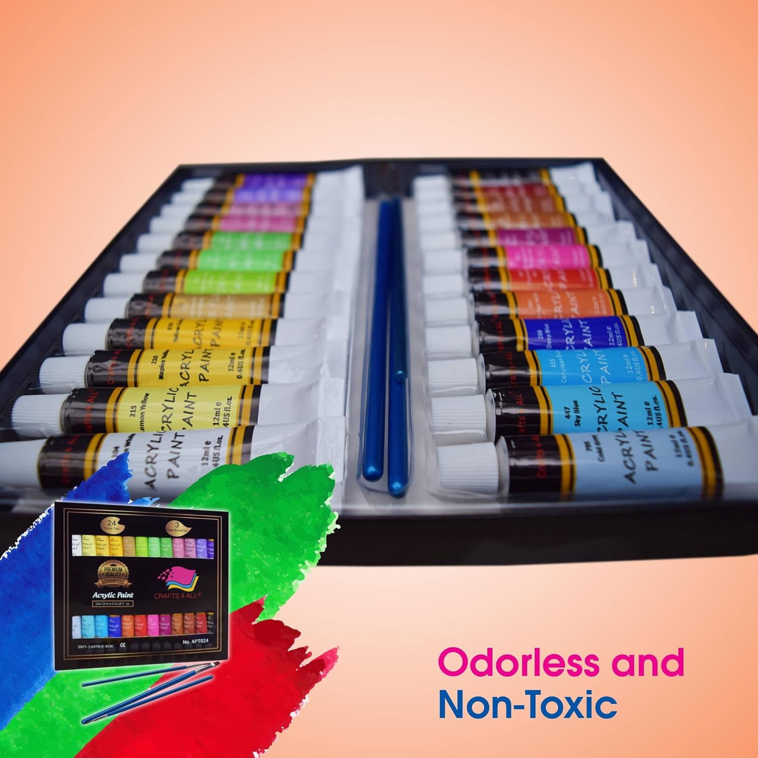Acrylic paint Set 24 Colours by Crafts 4 ALL Perfect For Canvas, Wood