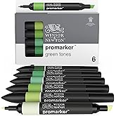 Winsor & Newton ProMarker Set, 6 Count, Green Tones