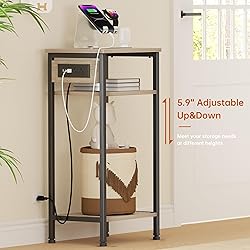 Asgolion Tall End Table with Charging Station, 3