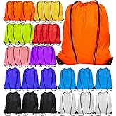 PAXCOO 30Pcs Drawstring Backpack Bulk Drawstring Bags Cinch Sack Bag Nylon Draw String Sport Bag, 10 Colors