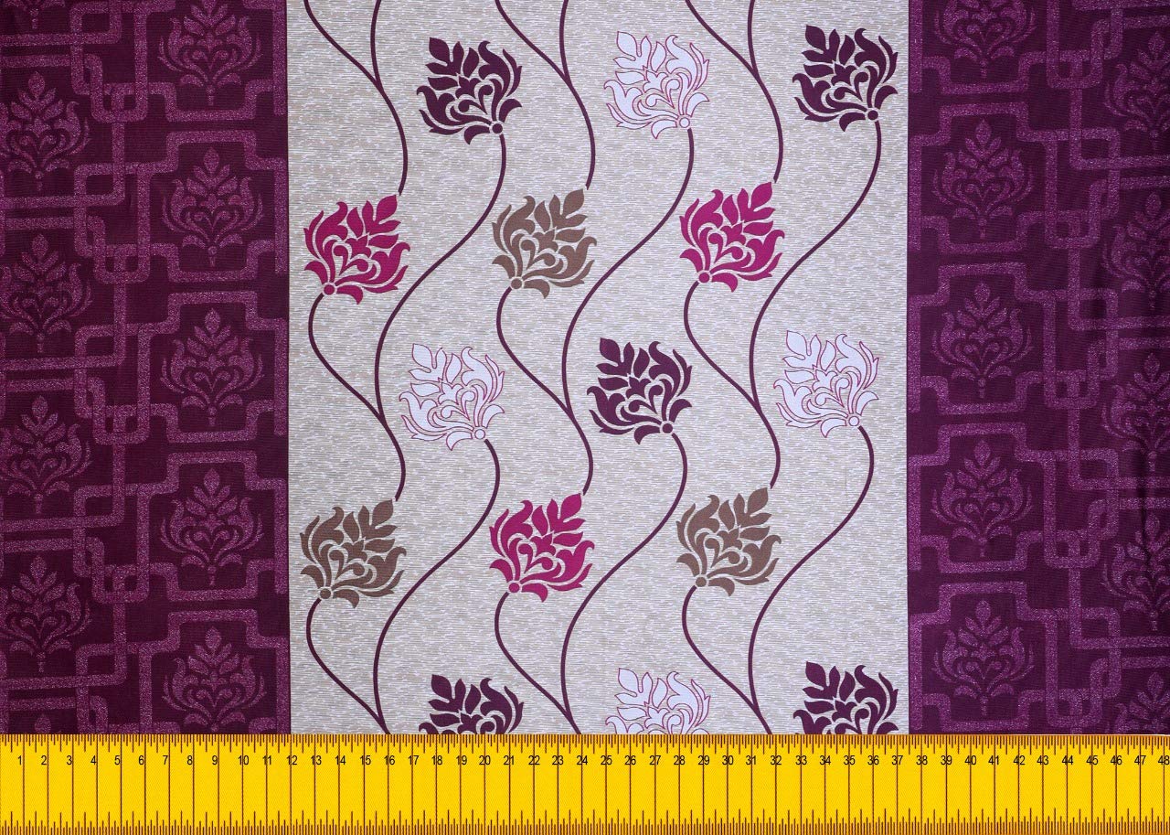 Buy Cozyland Knitting Printed Fabric For Curtains Purple 7 M