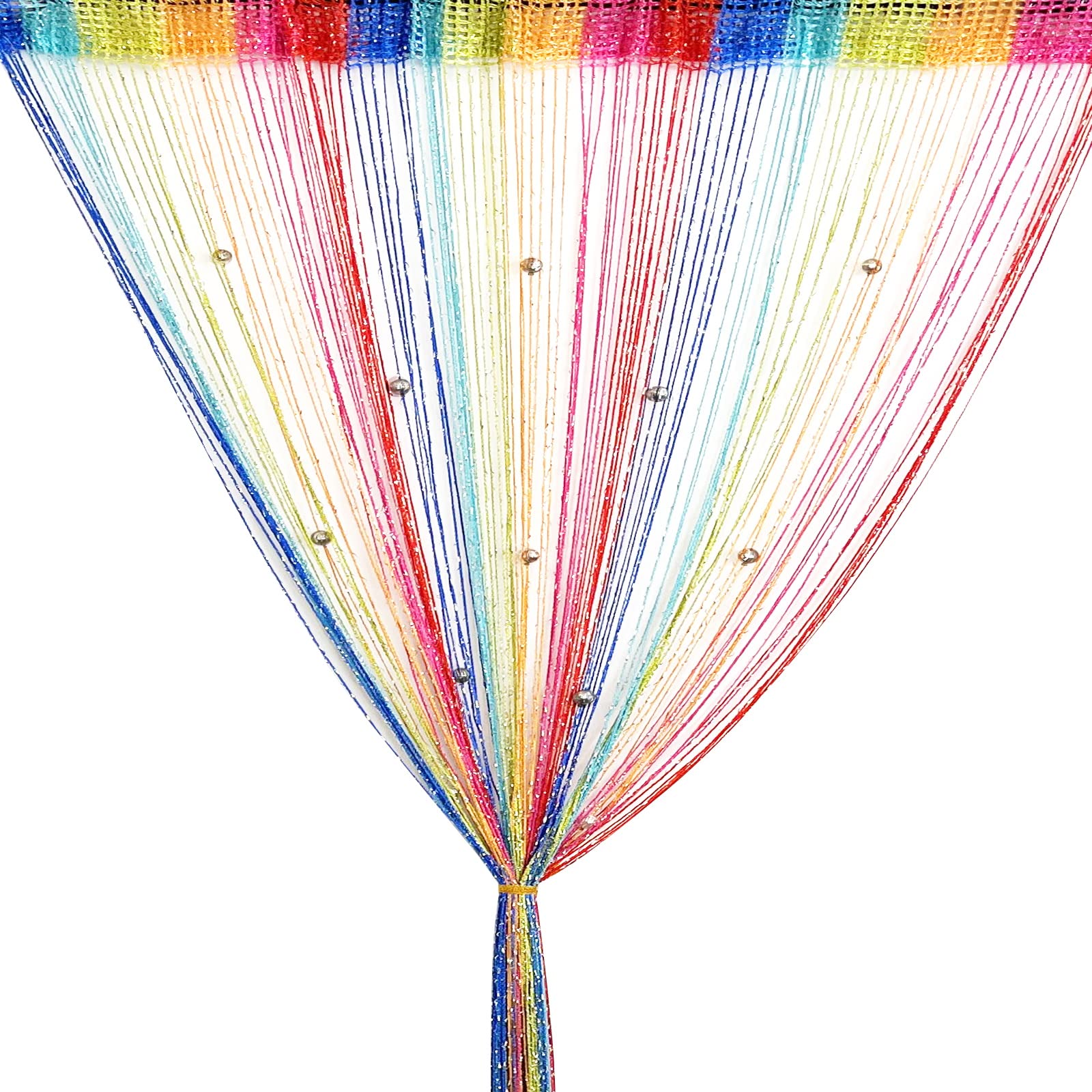 String Curtain Panel, Glitter Door Wall Window Doorways Panel Fly Screen Fringe Room Divider Blinds, Decorative Tassel Ribbon Strip Silver Screen for Living room, Bedroom, Party Event-Bead-Multicolor