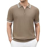 Esabel.C Mens Polo Shirts Short Sleeve Striped Casual Fashion Knit Golf Shirt Regular Fit