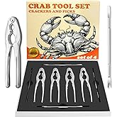 LA NOVO Crab Crackers and Tools, Set of 4 Stainless Steel Lobster Picks, Crab Leg Cracker, Seafood Tool Kit with Gift Box